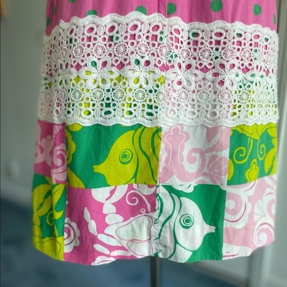 LILLY Pulitzer Patch of Paradise Strapless White Label Vintage Dress Size 2 - Picture 8 of 12